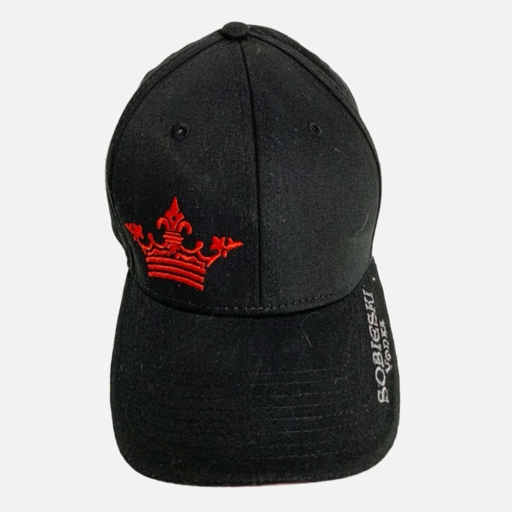 Sobieski Vodka Baseball Cap Embroidered Crown Logo Black and Red 🖤❤️ Size S-M